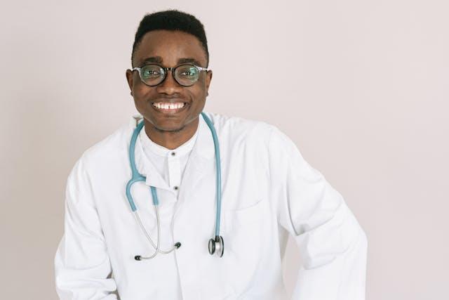 A Smiling Man in a Medical Gown by Ivan Samkov